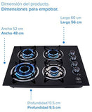 AVERA VT4 Parrilla a gas de Empotrar con 4 Quemadores en Vidrio Templado, color Negro. Estufa para cocina.