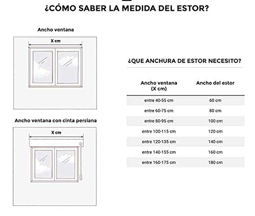 STOR Planet Persiana Enrollable Loneta Instala Fácil, Mod. SP1364 Dimensiones 160 cm x 180 cm, Gris