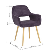 FurnitureR Juego de 2 sillas de Comedor con Brazos Sillas de cojín de Tela con Patas de Metal Resistentes para Comedor Morado