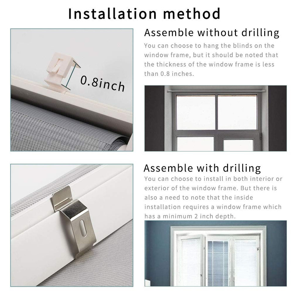 LUCKUP - Estor Enrollable de Cebra fácil de Fijar con Accesorios de instalación, Gris, 27.6" x 59"