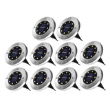 Luces Solar de Tierra Luz 8 LED, WZTO Luces Solares Jardin Impermeable Lámpara en el Exterior, Patio, Entrada de Garaje, Césped, Decoración de Camin (Blanco Frío, 10 Piezas)