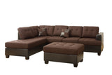 Poundex F7602 Seccional Reversible, Estilo Contemporáneo, Tapizado en Tela de Polifibra/Vinil, Color Café