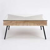 FurnitureR Mesa de Centro Cuadrada contemporánea de Vidrio Templado: Moderna Mesa de cóctel, Mesa de sofá para Sala de Estar y Oficina