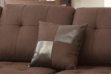 Poundex F7602 Seccional Reversible, Estilo Contemporáneo, Tapizado en Tela de Polifibra/Vinil, Color Café