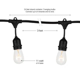 Brightech Ambience Pro - Luces para exteriores de grado comercial con enchufes colgantes - Market Cafe Edison clásico Bistro resistente a la intemperie para patio, jardín, pórtico, patio trasero, fiesta, patio, Negro, 24 Ft Strand