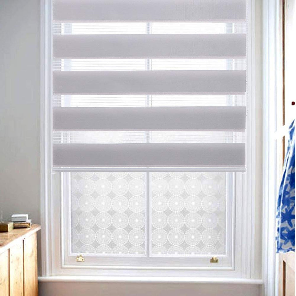 LUCKUP - Estor Enrollable de Cebra fácil de Fijar con Accesorios de instalación, Gris, 27.6" x 59"