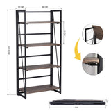 FurnitureR Sin Ensamblaje Estantes Plegables con 4 Repisas Estilo Industrial y Vendimia Elegante Librero Estantes de Almacenamiento para Cocina, Oficina, Sala