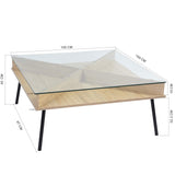 FurnitureR Mesa de Centro Cuadrada contemporánea de Vidrio Templado: Moderna Mesa de cóctel, Mesa de sofá para Sala de Estar y Oficina
