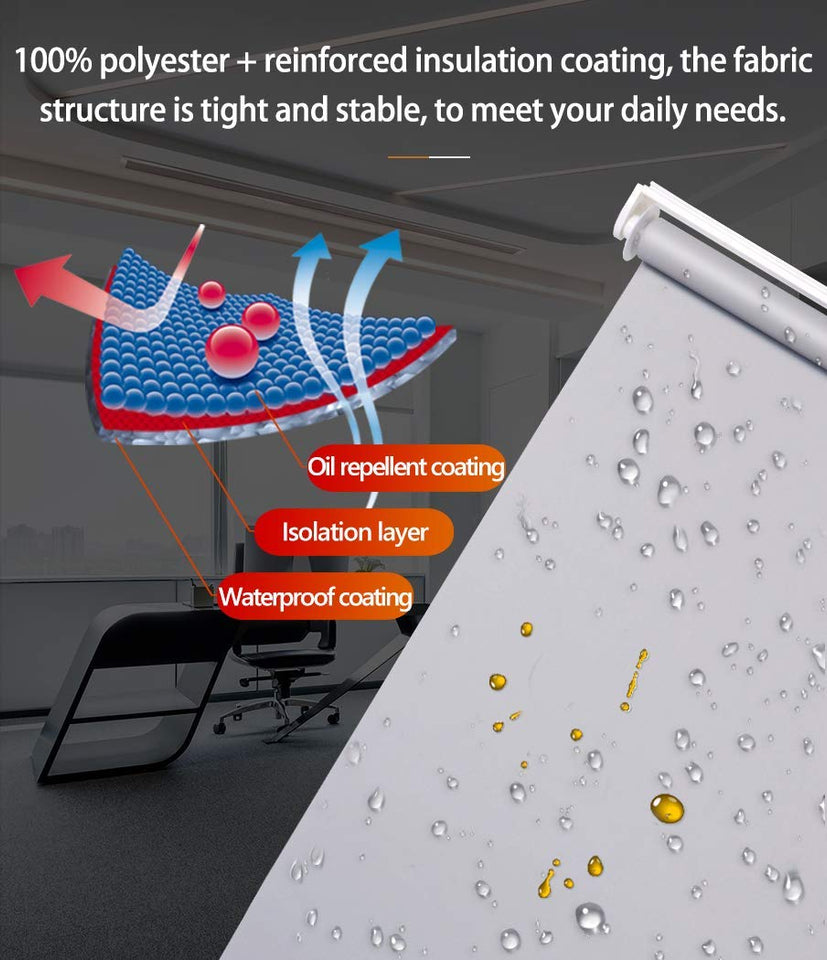 LUCKUP - Persianas enrollables de Tela 100% Opacas, protección UV, Impermeables, Gris, 30" x 79"