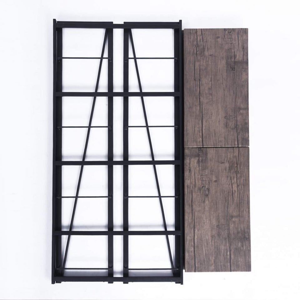 FurnitureR Sin Ensamblaje Estantes Plegables con 4 Repisas Estilo Industrial y Vendimia Elegante Librero Estantes de Almacenamiento para Cocina, Oficina, Sala