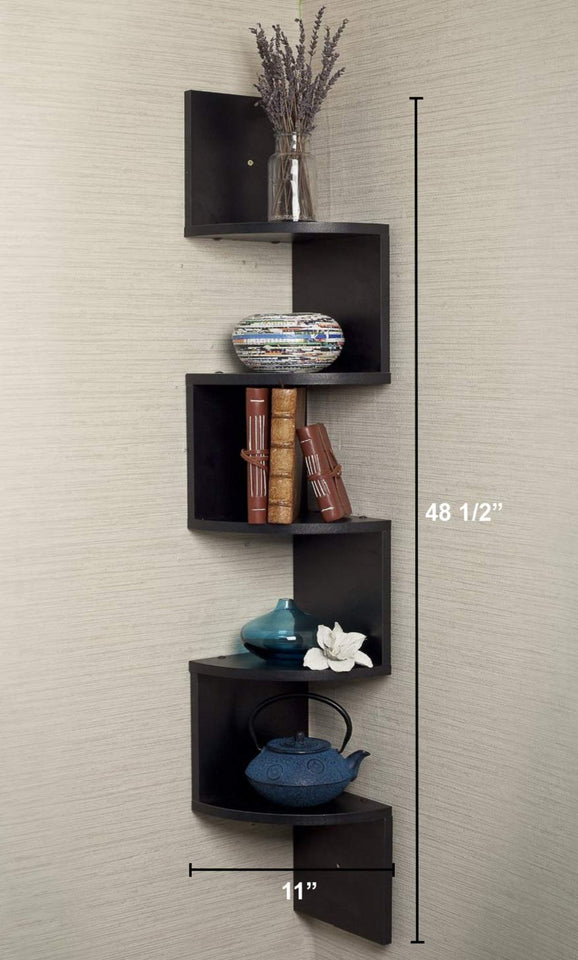 Greenco 5 Niveles Soporte de Pared estanterías de Esquina Acabado Natural, Moderno, Espresso, 1