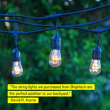 Brightech Ambience Pro - Luces para exteriores de grado comercial con enchufes colgantes - Market Cafe Edison clásico Bistro resistente a la intemperie para patio, jardín, pórtico, patio trasero, fiesta, patio, Negro, 24 Ft Strand