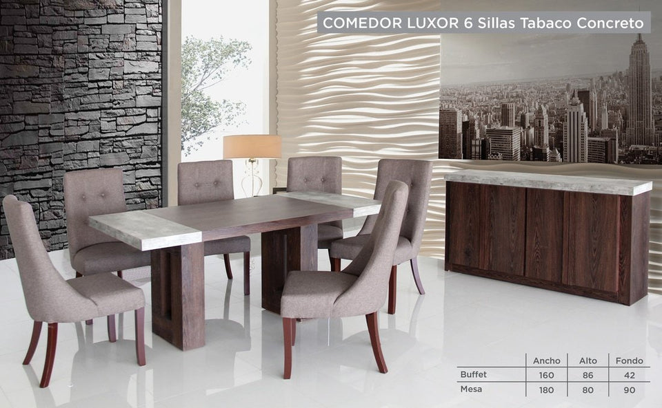 HOME DESIGN Buffet para Comedor Modelo Luxor - Tabaco y Concreto
