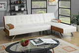 Poundex F7887 Seccional Ajustable Tapizado en Vinil, color Blanco/Café Claro