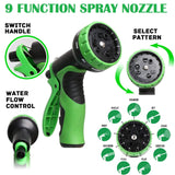 Manguera Expandible - Manguera de jardín retractil extensible de hasta 15 y 30 metros + Pistola para Agua 9 Patrones + Empaques - Conectores de metal de 3/4 ", estiramiento extra fuerte y material flexible - Manguera para agua