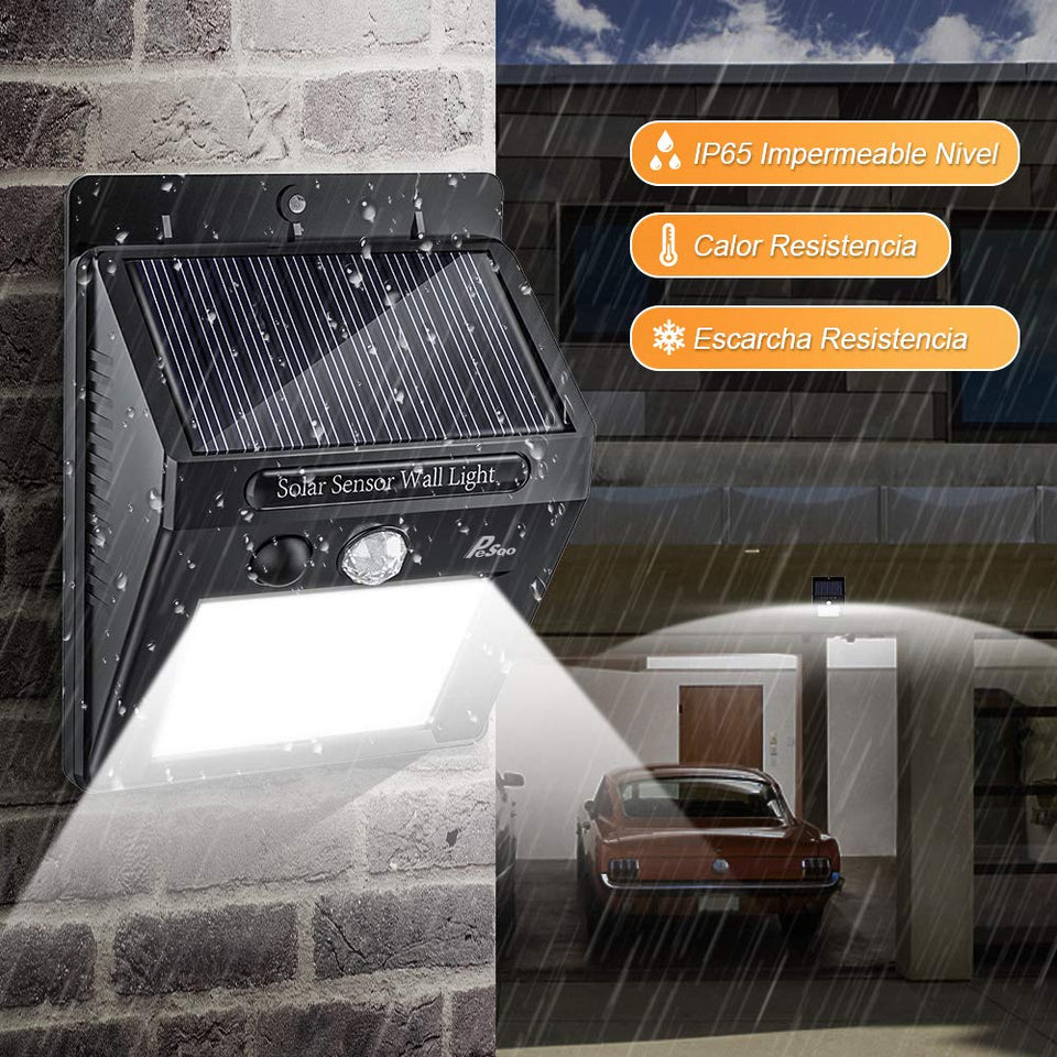 Luces Solares - Pesoo 30 LED Lámpara Solar Exterior Solar Luz LED Iluminación Exterior para Jardín, Patio, Terraza, Inicio, Camino, Escalera Exterior Paquete de 2 [Clase de eficiencia energética A+++]