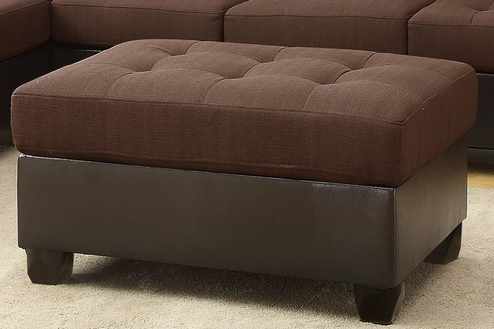 Poundex F7602 Seccional Reversible, Estilo Contemporáneo, Tapizado en Tela de Polifibra/Vinil, Color Café