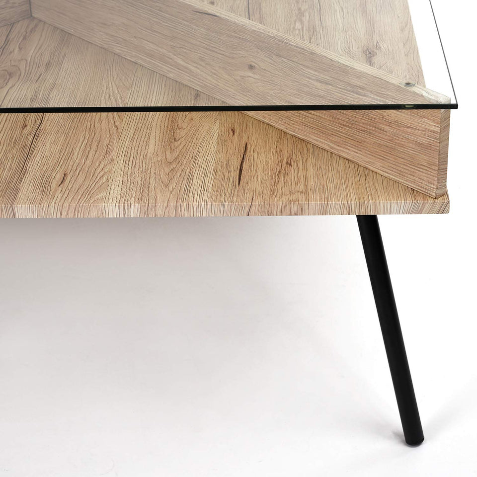 FurnitureR Mesa de Centro Cuadrada contemporánea de Vidrio Templado: Moderna Mesa de cóctel, Mesa de sofá para Sala de Estar y Oficina