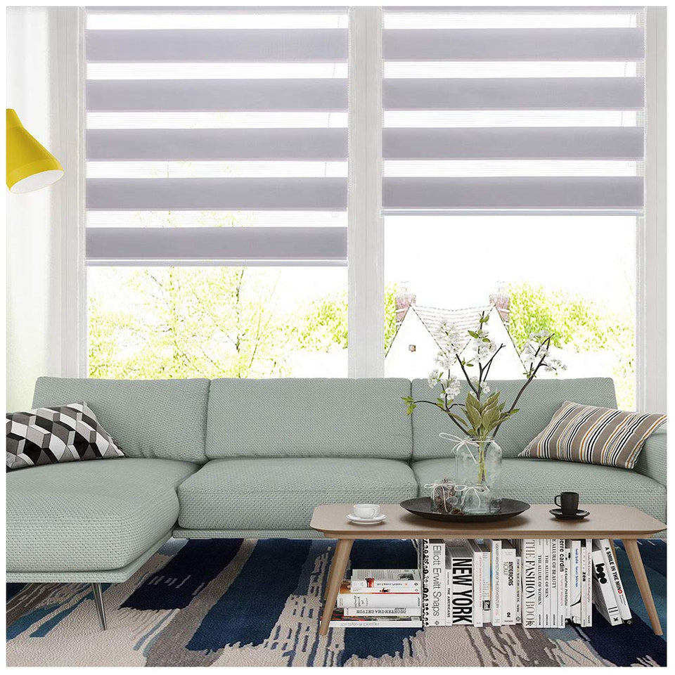 LUCKUP - Estor Enrollable de Cebra fácil de Fijar con Accesorios de instalación, Gris, 27.6" x 59"