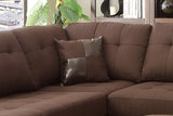 Poundex F7602 Seccional Reversible, Estilo Contemporáneo, Tapizado en Tela de Polifibra/Vinil, Color Café