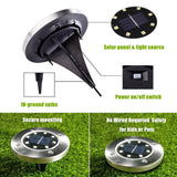 Luces Solar de Tierra Luz 8 LED, WZTO Luces Solares Jardin Impermeable Lámpara en el Exterior, Patio, Entrada de Garaje, Césped, Decoración de Camin (Blanco Frío, 10 Piezas)