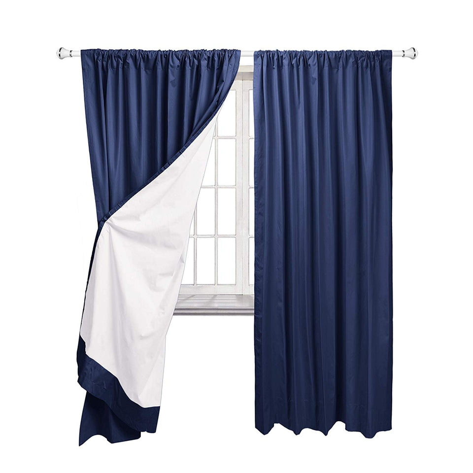Amazon Basics Set de Cortina de oscurecimiento, 132 x 160 cm, Color Azul Marino