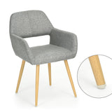 FurnitureR Juego de 2 sillas de Comedor con Brazos Sillas de cojín de Tela con Patas de Metal Resistentes para Comedor Gris