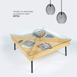 FurnitureR Mesa de Centro Cuadrada contemporánea de Vidrio Templado: Moderna Mesa de cóctel, Mesa de sofá para Sala de Estar y Oficina