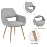 FurnitureR Juego de 2 sillas de Comedor con Brazos Sillas de cojín de Tela con Patas de Metal Resistentes para Comedor Gris