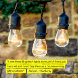 Brightech Ambience Pro - Luces para exteriores de grado comercial con enchufes colgantes - Market Cafe Edison clásico Bistro resistente a la intemperie para patio, jardín, pórtico, patio trasero, fiesta, patio, Negro, 24 Ft Strand