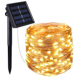 NEXGADGET Guirnaldas de Luces Solares Decorativas 8 Modos 20M Luz LED 200, Alambre de Cobre Flexible Impermeable IP65 para Fiestas, Bodas, Jardín, Patio,Edificio y Año Nuevo etc (Blanco Cálido)