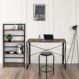 FurnitureR Sin Ensamblaje Estantes Plegables con 4 Repisas Estilo Industrial y Vendimia Elegante Librero Estantes de Almacenamiento para Cocina, Oficina, Sala