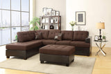Poundex F7602 Seccional Reversible, Estilo Contemporáneo, Tapizado en Tela de Polifibra/Vinil, Color Café