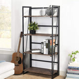 FurnitureR Sin Ensamblaje Estantes Plegables con 4 Repisas Estilo Industrial y Vendimia Elegante Librero Estantes de Almacenamiento para Cocina, Oficina, Sala