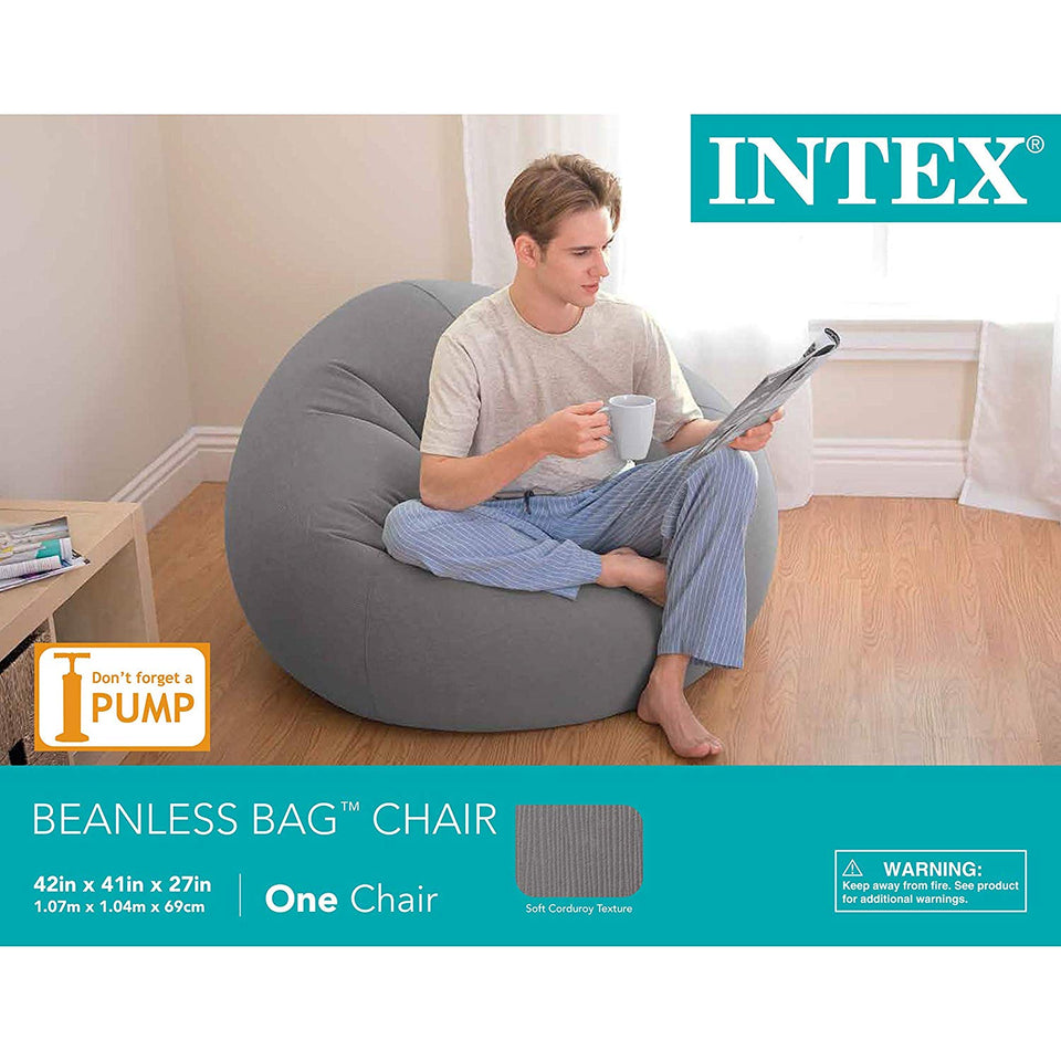 Intex Beanless Bag™ Silla Inflable, 107 cm x 104 cm x 68.5 cm, beige