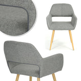 FurnitureR Juego de 2 sillas de Comedor con Brazos Sillas de cojín de Tela con Patas de Metal Resistentes para Comedor Gris