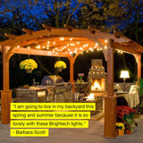 Brightech Ambience Pro - Luces para exteriores de grado comercial con enchufes colgantes - Market Cafe Edison clásico Bistro resistente a la intemperie para patio, jardín, pórtico, patio trasero, fiesta, patio, Negro, 24 Ft Strand