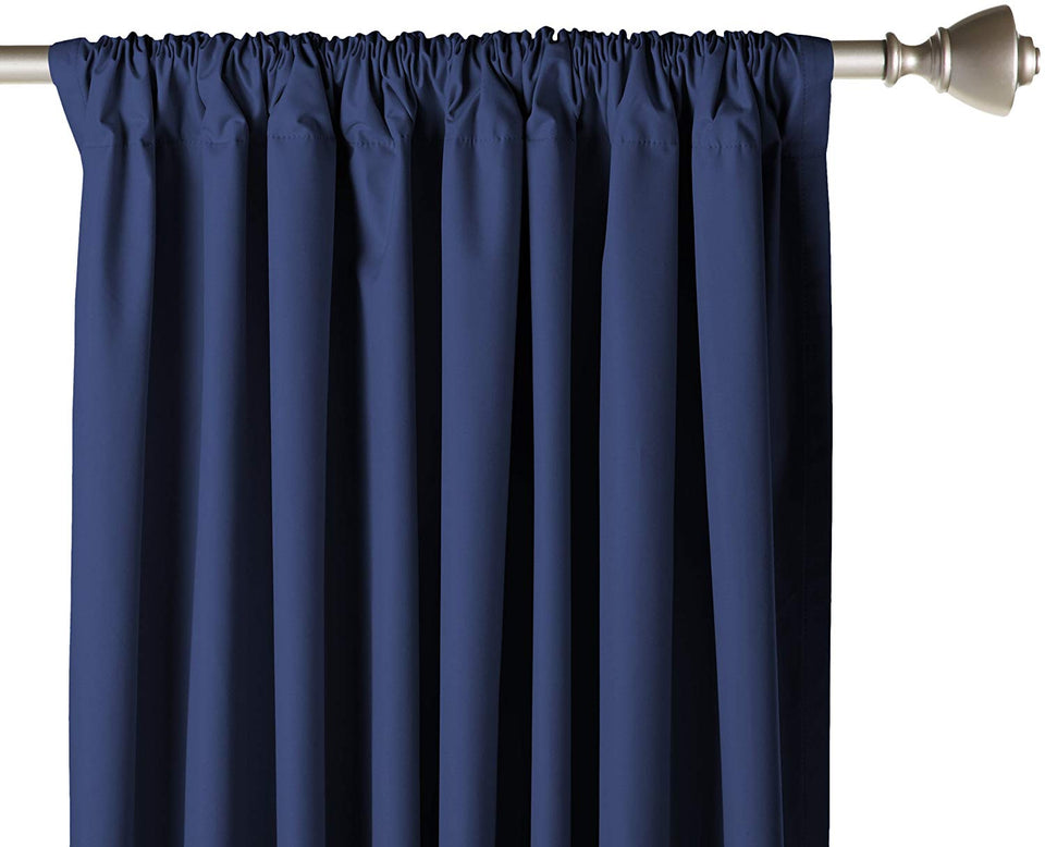 Amazon Basics Set de Cortina de oscurecimiento, 132 x 160 cm, Color Azul Marino