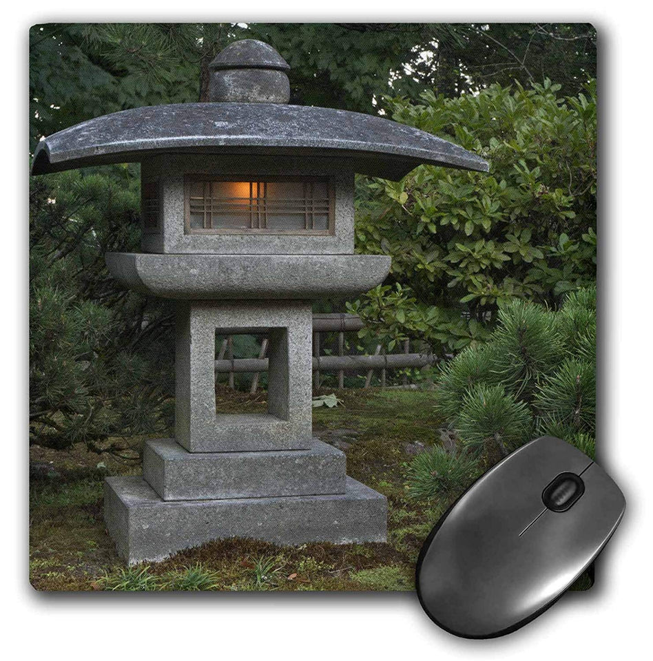 3dRose farol de piedra en Portland jardín japonés, EE. UU. – us38 wsu0159 alfombrilla de mouse, 8" x 8" (mp 146369 _ 1)