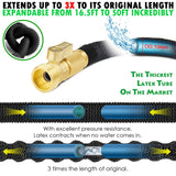 Manguera Expandible - Manguera de jardín retractil extensible de hasta 15 y 30 metros + Pistola para Agua 9 Patrones + Empaques - Conectores de metal de 3/4 ", estiramiento extra fuerte y material flexible - Manguera para agua