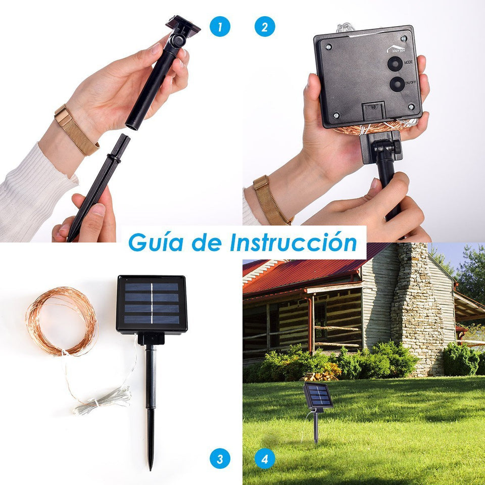 NEXGADGET Guirnaldas de Luces Solares Decorativas 8 Modos 20M Luz LED 200, Alambre de Cobre Flexible Impermeable IP65 para Fiestas, Bodas, Jardín, Patio,Edificio y Año Nuevo etc (Blanco Cálido)