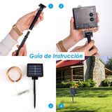 NEXGADGET Guirnaldas de Luces Solares Decorativas 8 Modos 20M Luz LED 200, Alambre de Cobre Flexible Impermeable IP65 para Fiestas, Bodas, Jardín, Patio,Edificio y Año Nuevo etc (Blanco Cálido)
