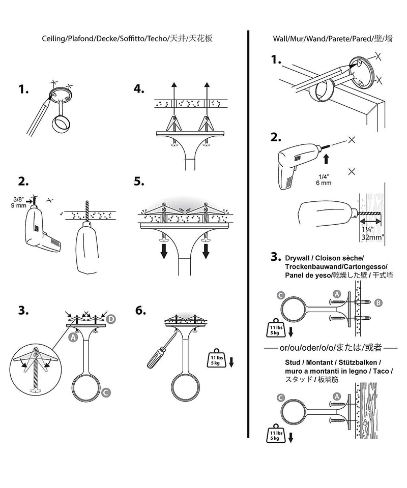 AmazonBasics, Set de 2 Soportes Ajutables para Techo, Níquel